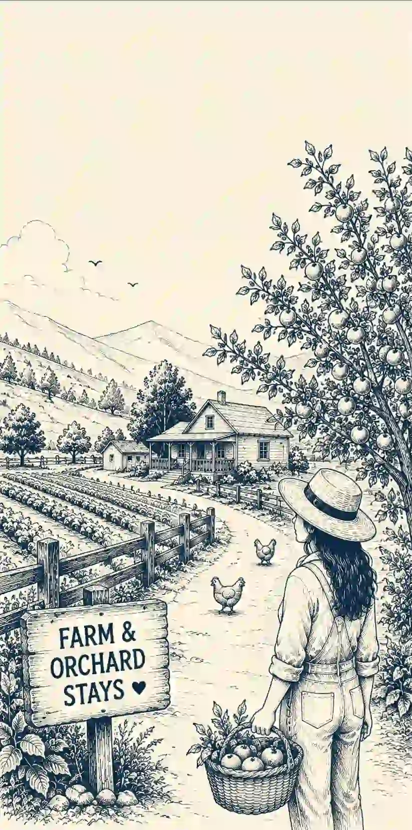 Farm and orchard illustration